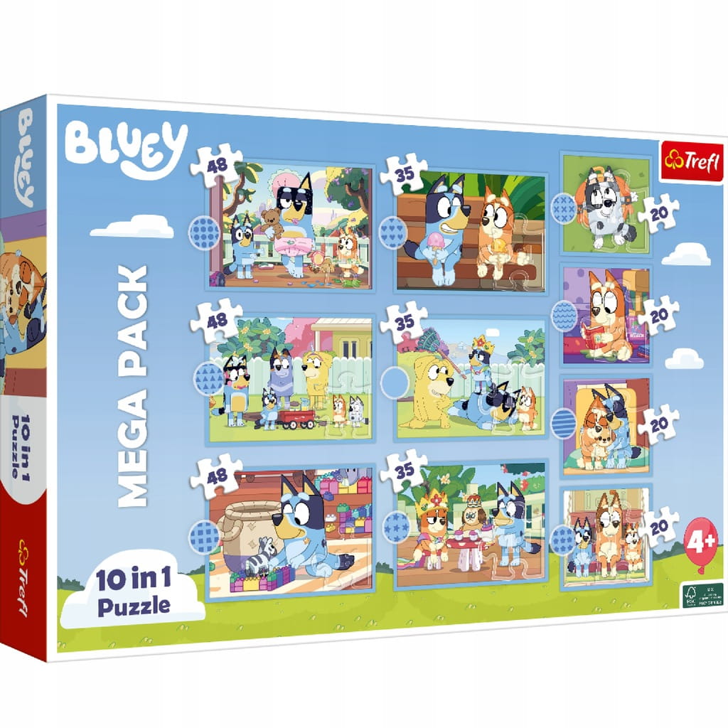 TREFL Puzzle Bluey 10w1 329 elementów BLUEY 10 różnych układanek NAJNOWSZE
